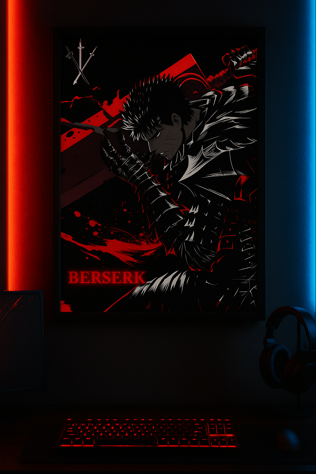 BERSERK Guts - Black Swordsman Premium Framed Poster